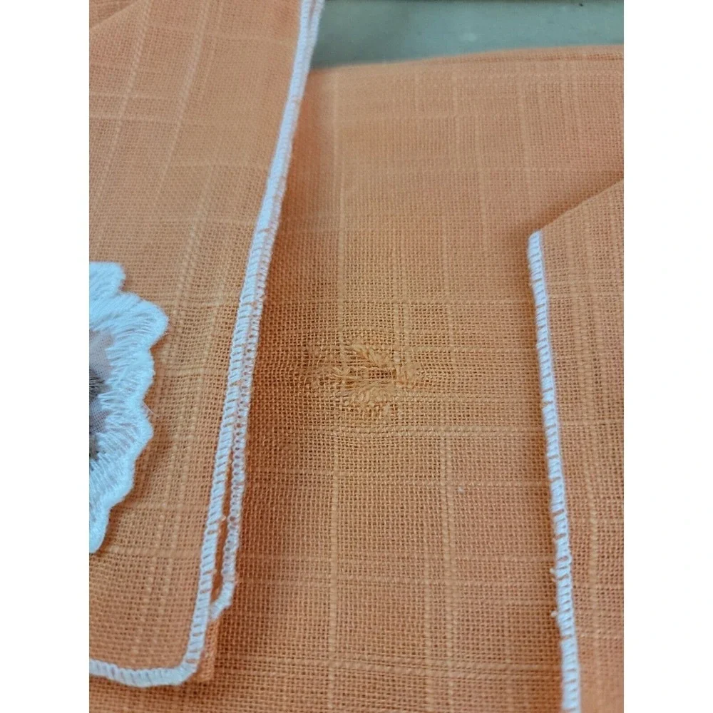 Vintage Majestic Creations 52X70 Orange Tablecloth w/6 Napkins Set Rayon New